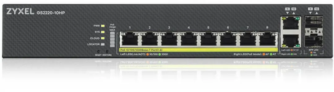 Zyxel GS2210-8HP Managed PoE+ Switch 10 Poorten - 180W Wit