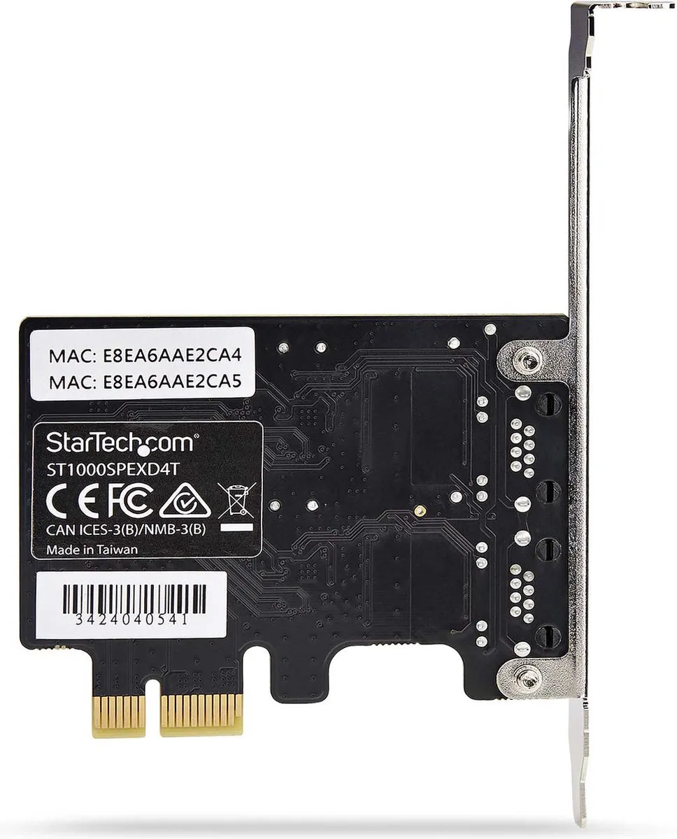 Startech ST1000SPEXD4T PCIe Ethernet Adapter 4 Poorten - 1Gbps - Zwart