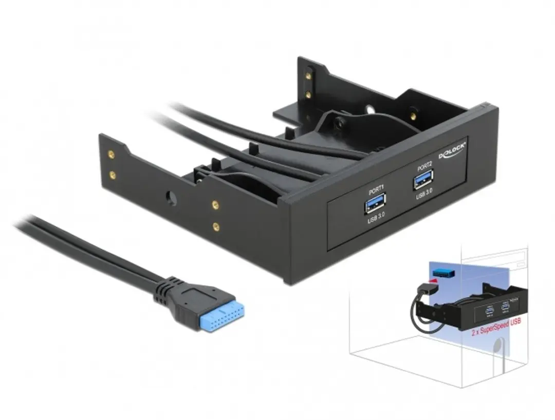 Delock USB 3.0 Front Panel 2-Port 61896 - afbeelding 4 van 4