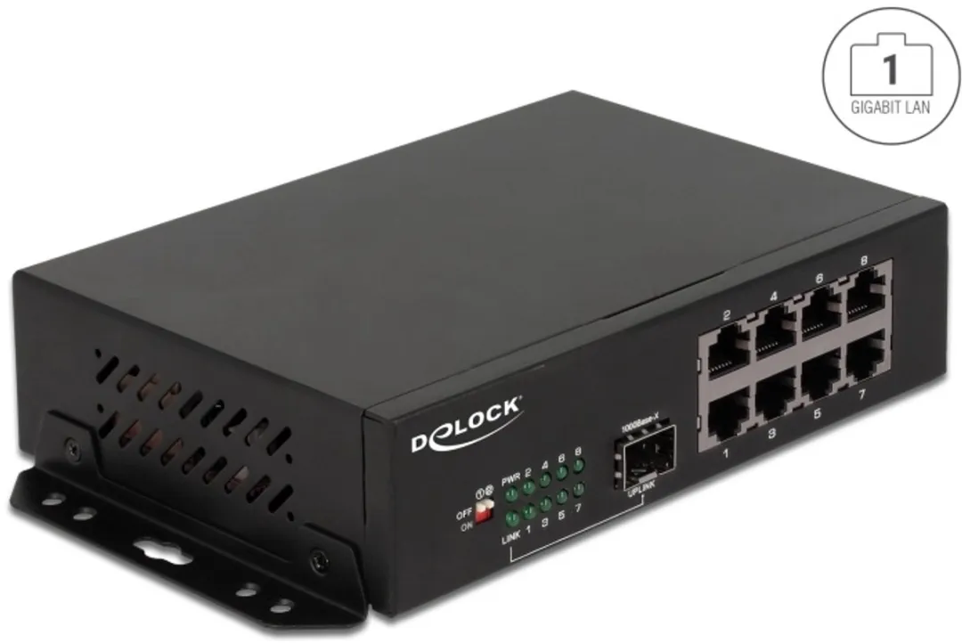 Delock 87708 Gigabit Ethernet Switch 8 Poorten + 1 SFP - Zwart