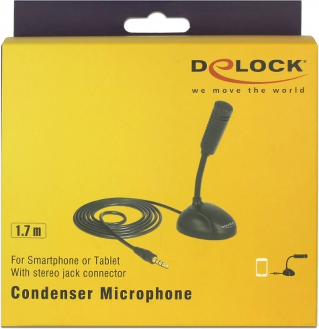 Delock Desk Microfoon 3,5mm Jack - 1,7m - Zwart - afbeelding 6 van 6