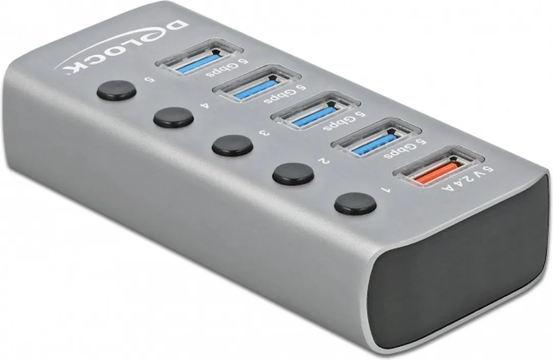 Delock USB Hub 63262 - 5 Poorten - Grijs