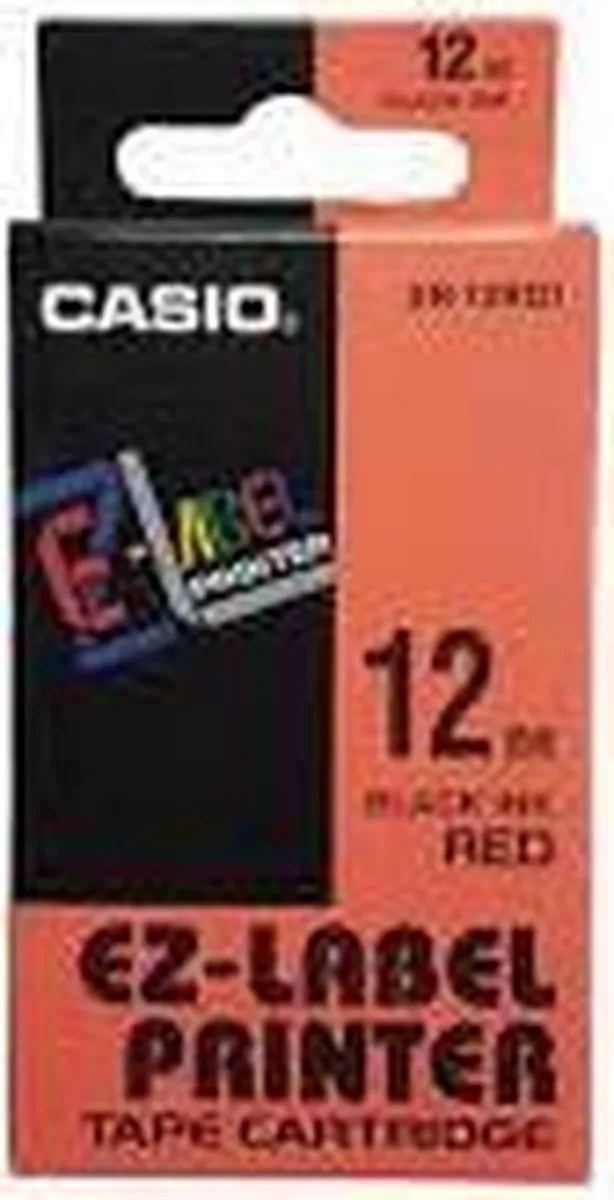 Casio XR-12RD1 Labelprinter - Rood/Zwart - 12mm