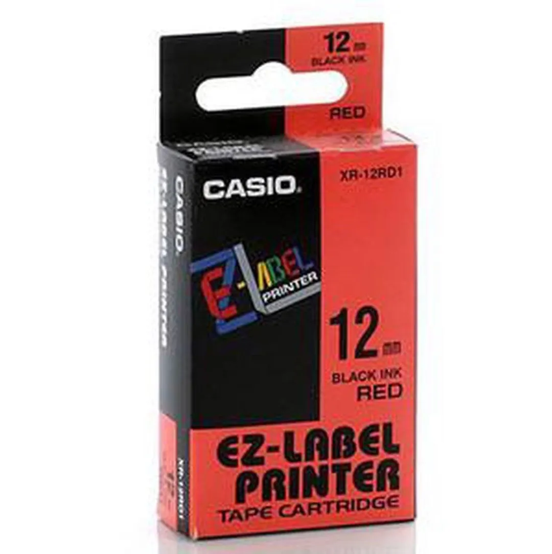 Casio XR-12RD1 Labelprinter - Rood/Zwart - 12mm