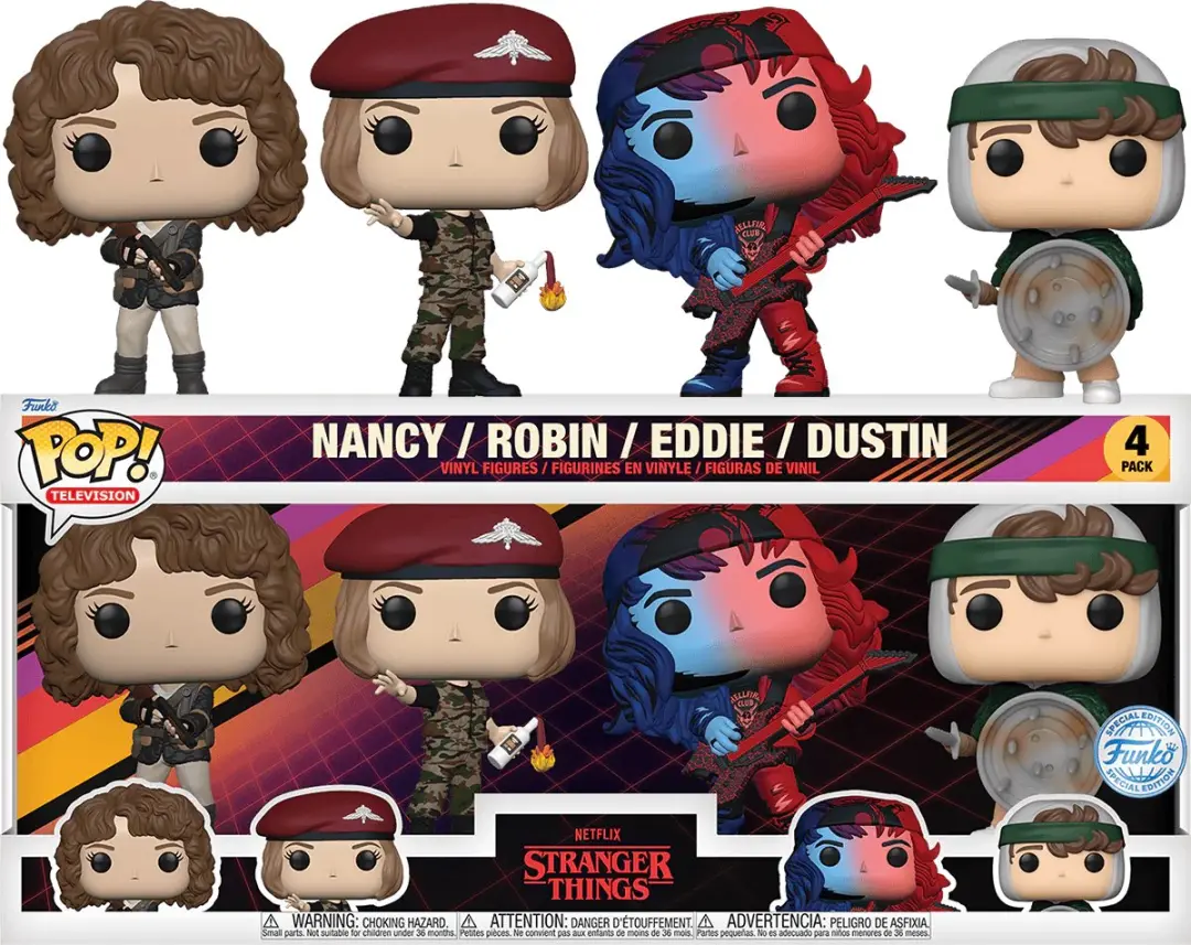 Funko Pop! Movies: Stranger Things Nancy / Robin / Eddie / Dustin 4-Pack Exclusi