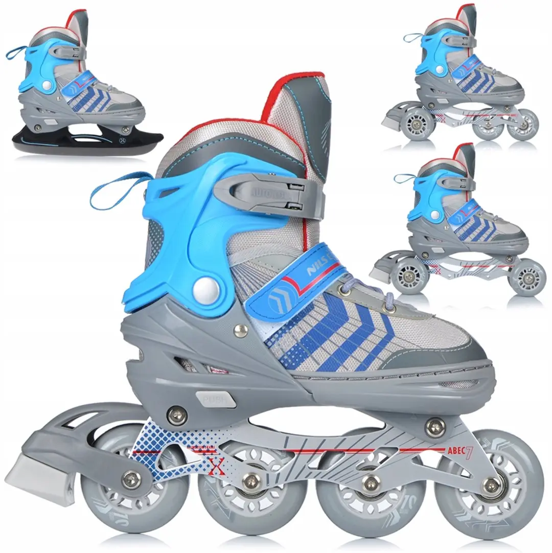 Nils Extreme 4-in-1 Kinder Skates: Inline, Roller, Ice & Quad