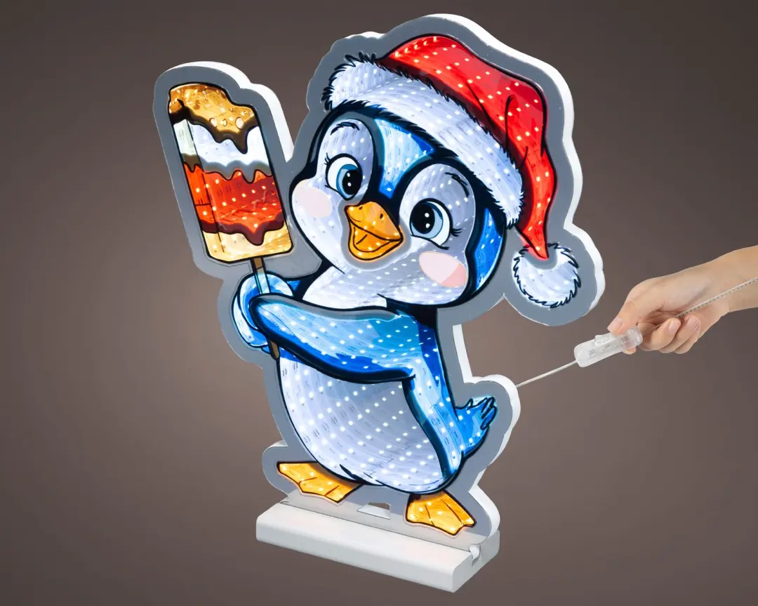 Lumineo LED Infinity Lights Pinguïn met Ijsje - 255 LED Multi - afbeelding 3 van 3