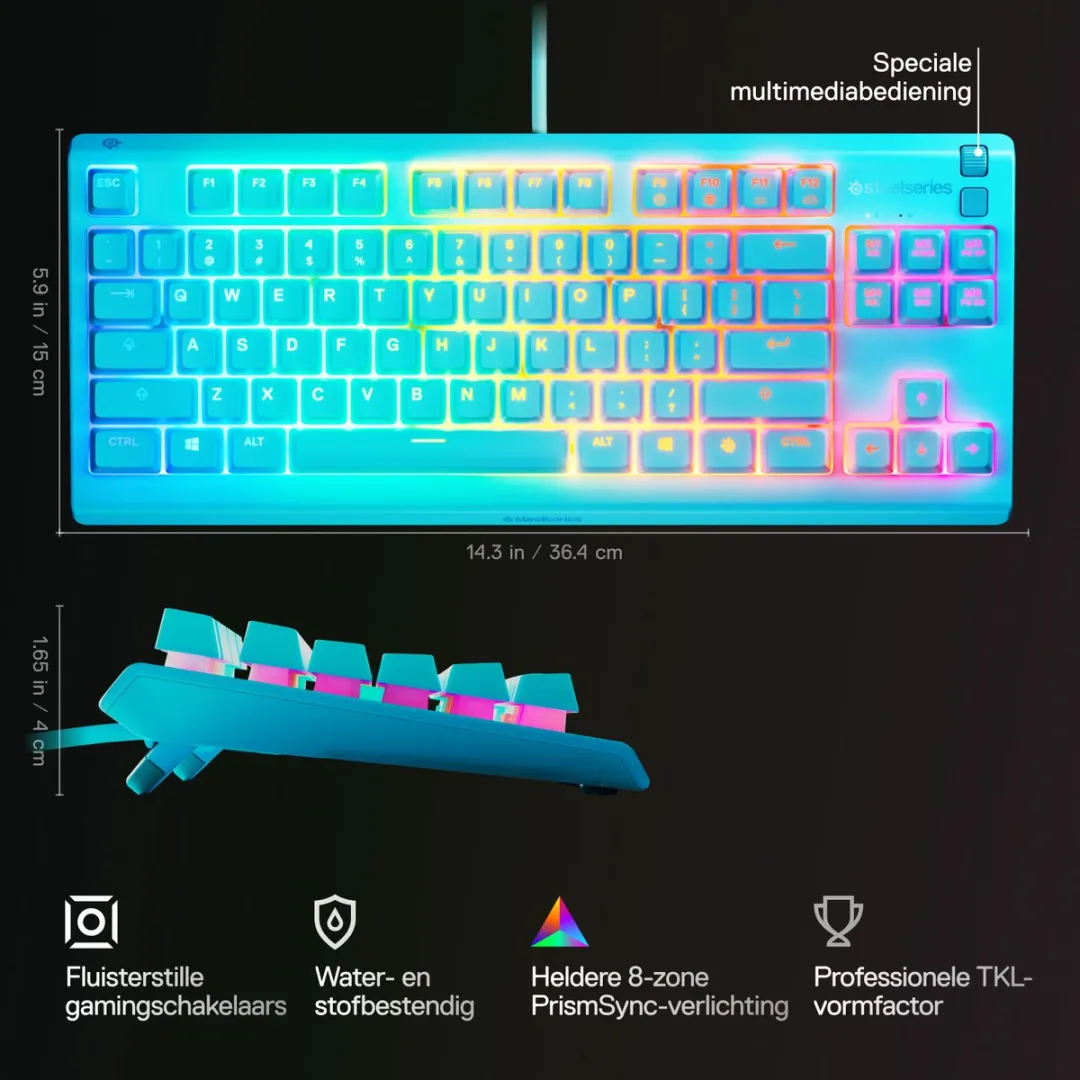 SteelSeries Apex 3 TKL 64933 Gaming Toetsenbord - Aqua