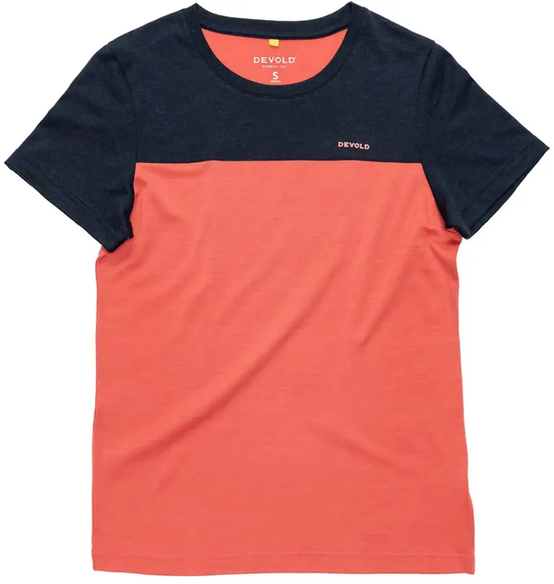 Devold Of Norway Classic Linear T-shirt Met Korte Mouwen Rood,Oranje S Vrouw