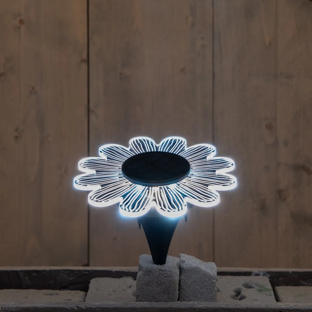 Anna's Collection Solar Prikspot Bloem 15cm - Zwart