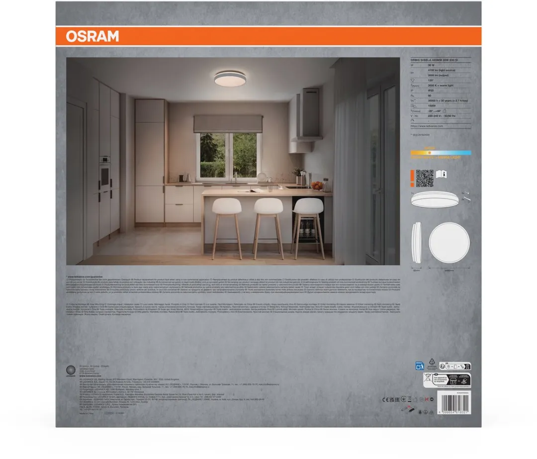Osram Orbis Gisela LED Plafondlamp 485mm - 36W 3000K - Zilver - afbeelding 5 van 5