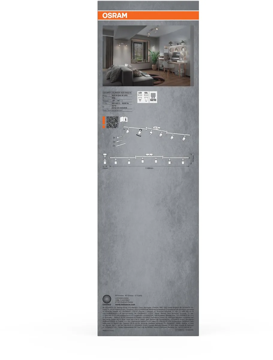 Osram LED Spot Cylinder DUO 6xGU10 - Geborsteld nikkel/chroom