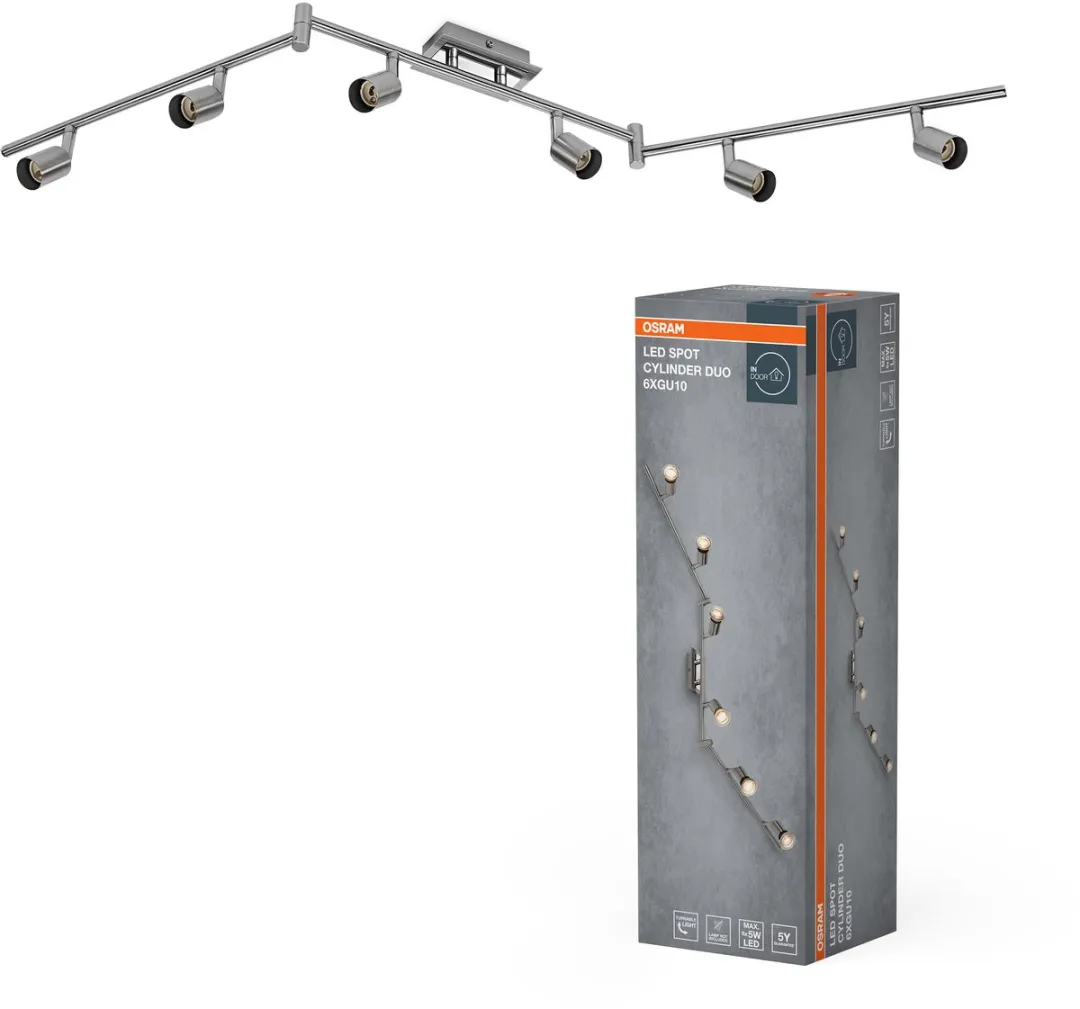 Osram LED Spot Cylinder DUO 6xGU10 - Geborsteld nikkel/chroom - afbeelding 6 van 6