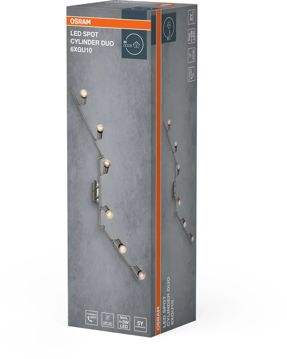 Osram LED Spot Cylinder DUO 6xGU10 - Geborsteld nikkel/chroom