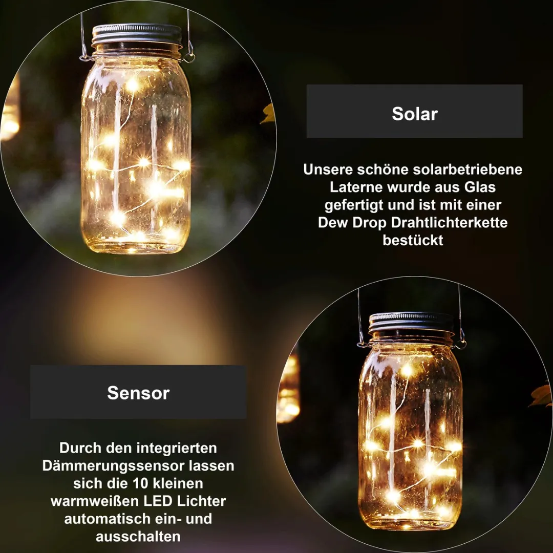 Star Trading Jamjar LED Solarglas - 10 Lichtpunten - Warm Wit
