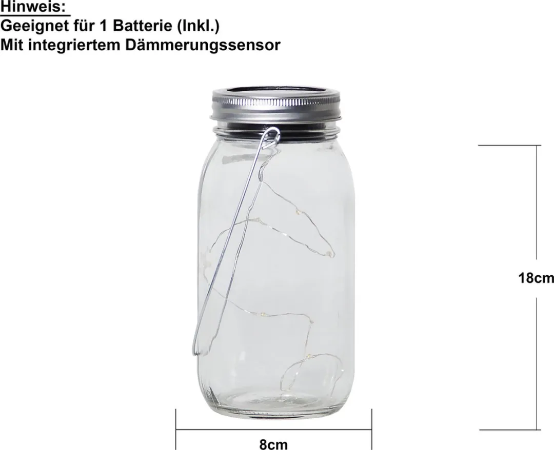 Star Trading Jamjar LED Solarglas - 10 Lichtpunten - Warm Wit