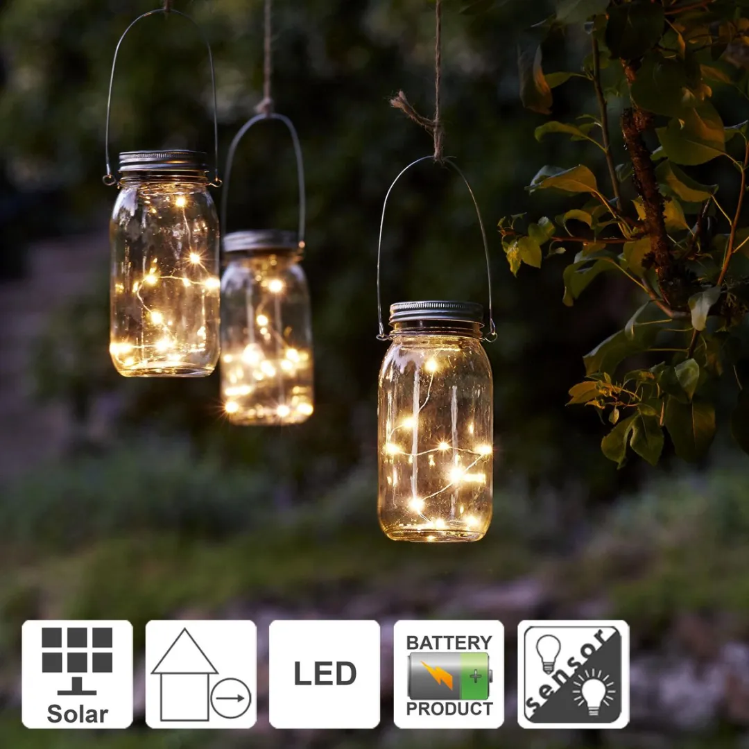 Star Trading Jamjar LED Solarglas - 10 Lichtpunten - Warm Wit - afbeelding 6 van 6
