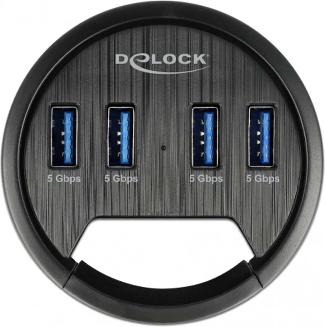 Delock 64153 InDesk Hub - 4x USB 3.2 Gen 1 Type-A - Zwart
