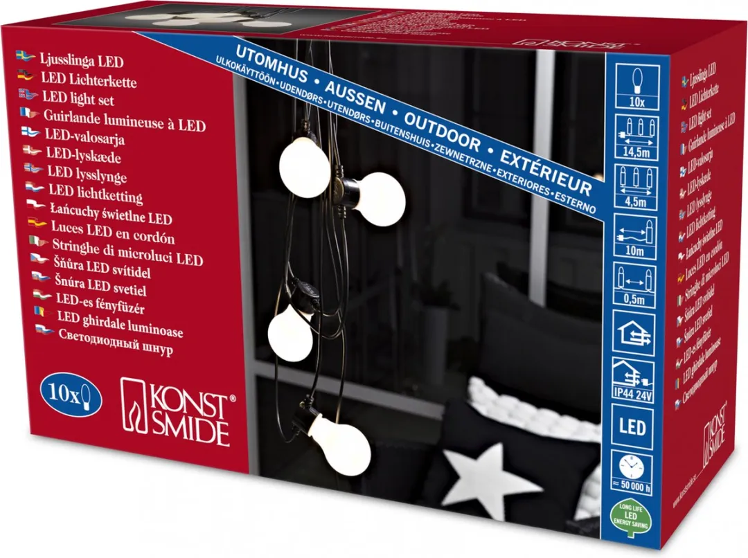 Konstsmide 2388 Snoerverlichting - 10x80 LED 450cm 24V Warmwit