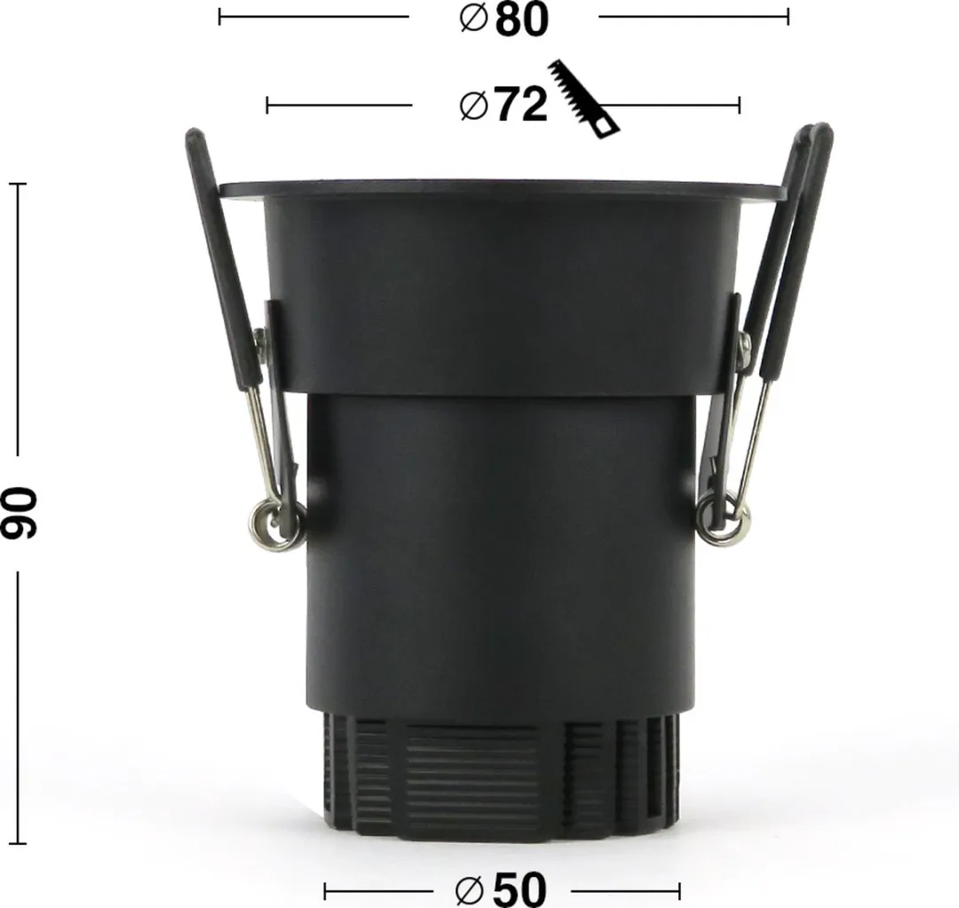 2X Zwarte LED Inbouwspot - 5W - 3000K Warm Wit - ⌀80mm - Anti glare - Hoogwaardig Aluminium - Energiezuinig & Duurzaam