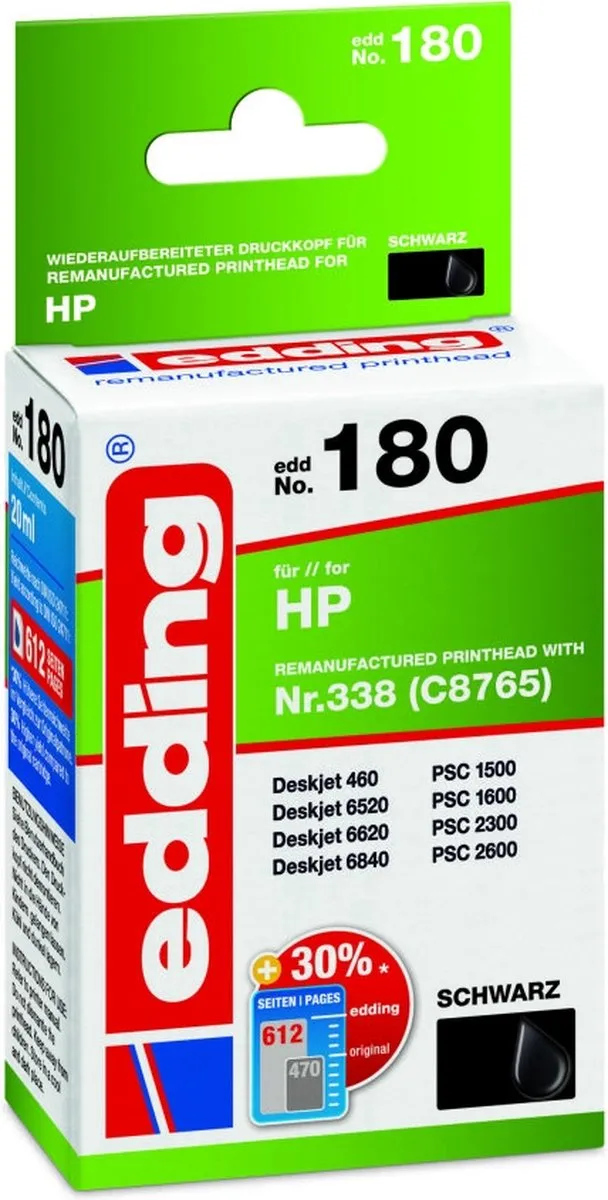 edding 18-180 Inktcartridge - Zwart - 20ml