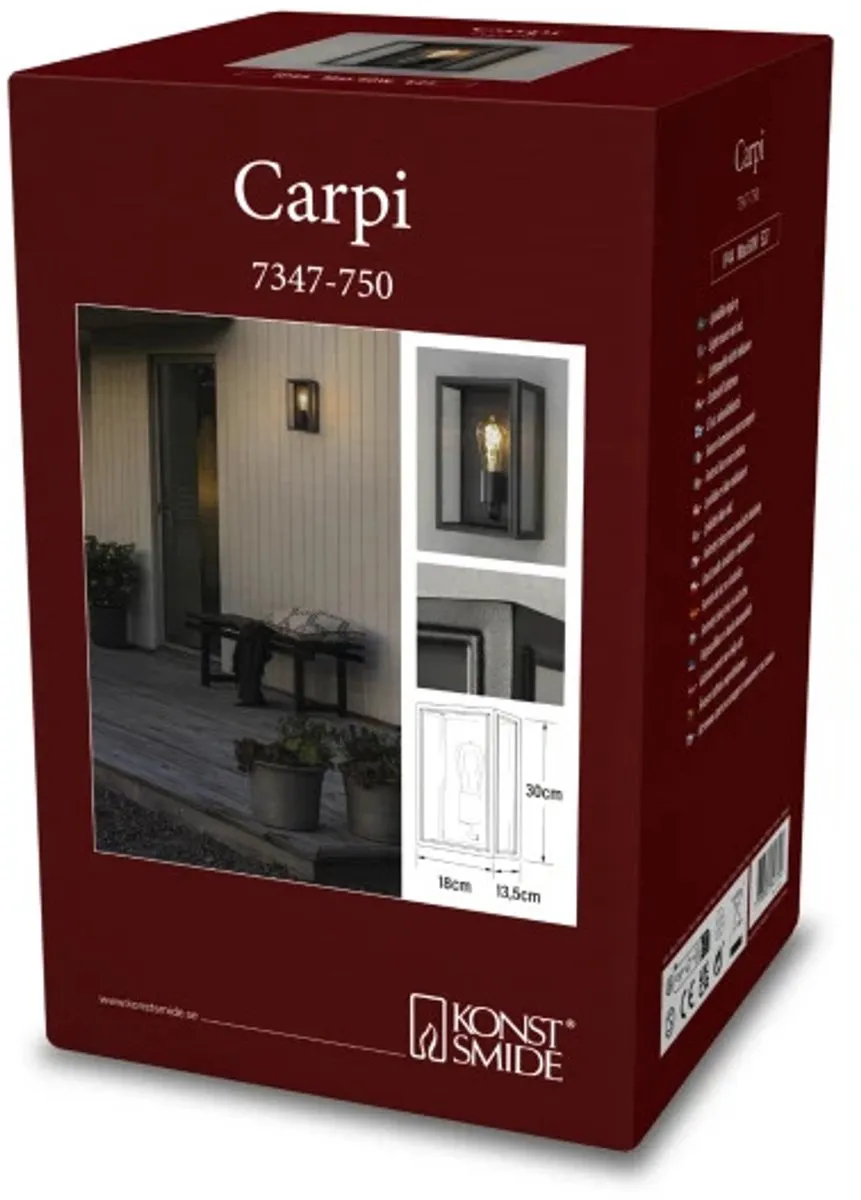 Konstsmide Carpi Wandlamp E27 IP44 - Zwart