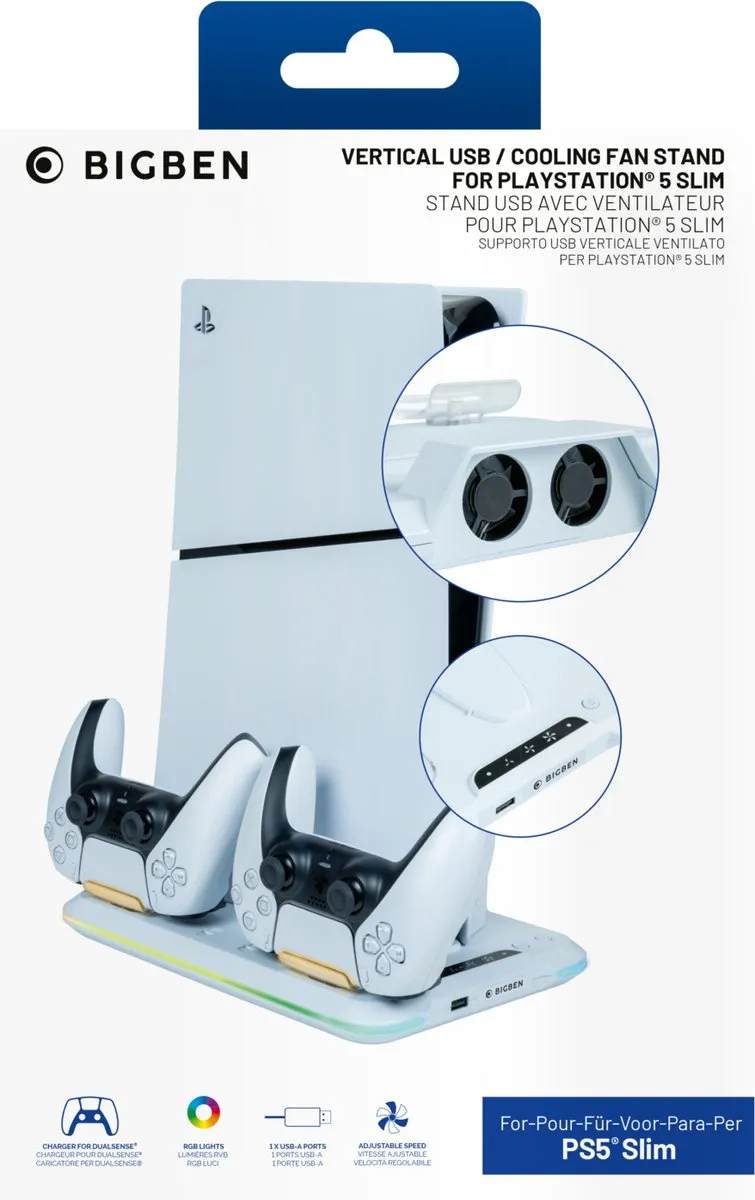 Nacon PS5 Slim Oplaadstation - Fan & Stand - Wit