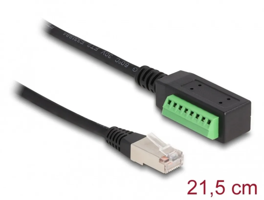 Delock RJ45 naar Terminal Block Adapter 21.5cm - Cat.5e - Zwart/Groen