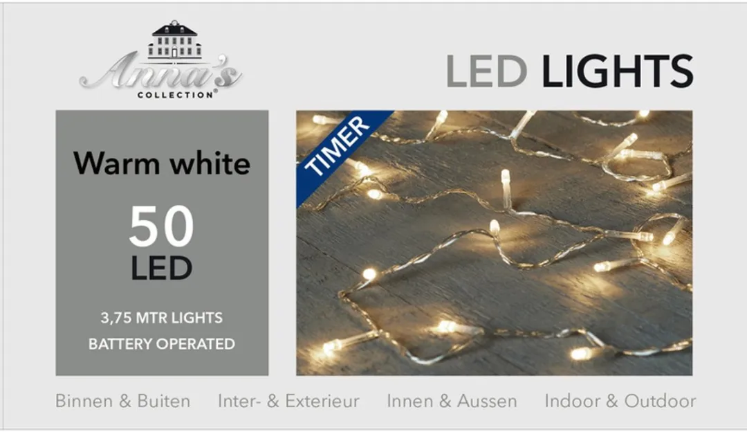 Anna's Collection Kerstverlichting 3x 375cm - 50 Warm Witte LED