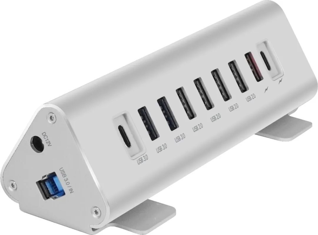 Macally UCTRIHUB9-EU USB-C Hub 9 Poorten - Zilver