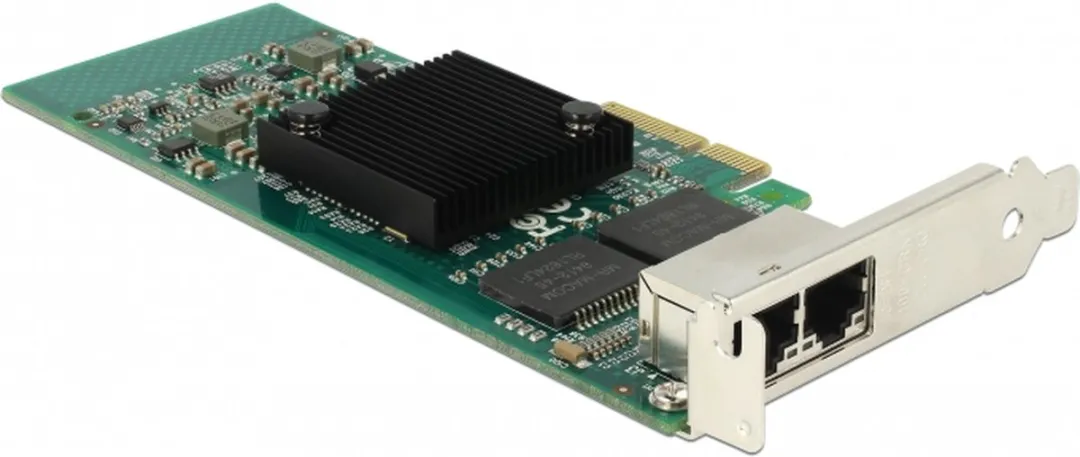 Delock PCIe x4 2x RJ45 Gigabit LAN i350 - Zwart