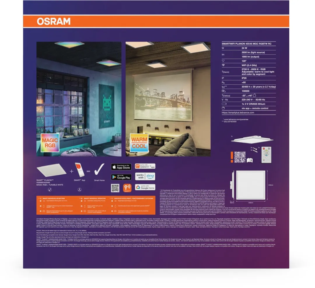 Osram Smart+ Wifi Planon Magic LED Paneel 24W - 2400lm - RGBW - afbeelding 6 van 6