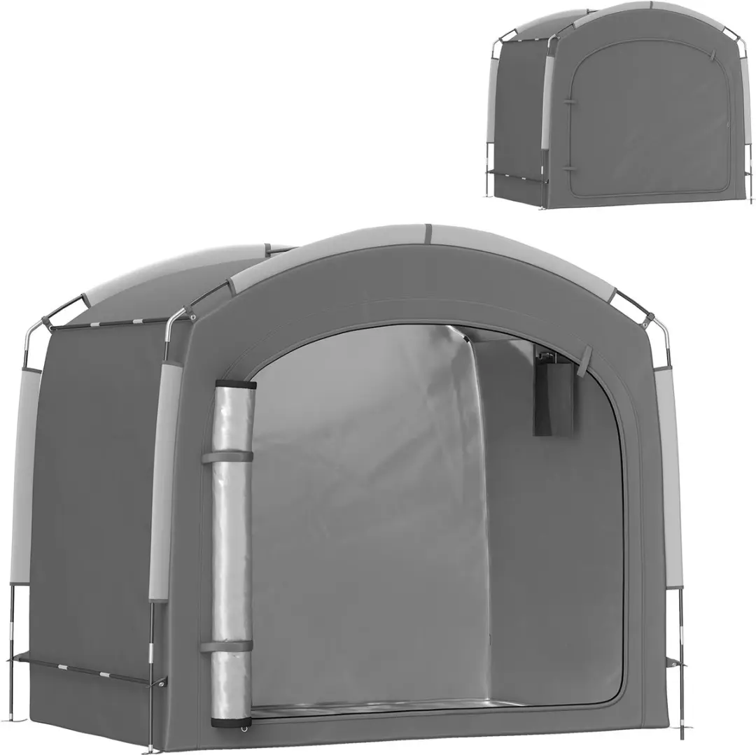 Outsunny Fietsenopslagtent-Glasvezel, Oxford-weefsel-220L x 150B x 195H cm-Donke
