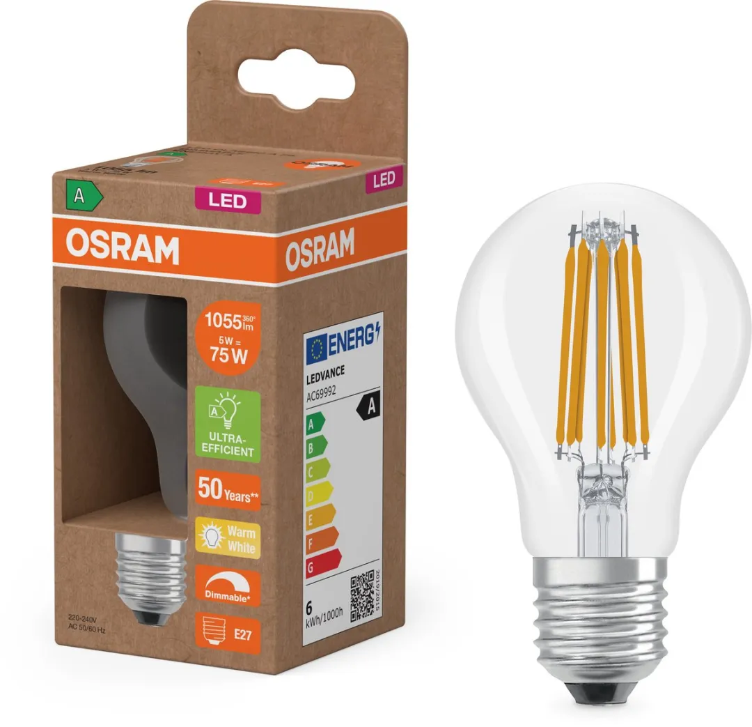 Osram LED A75 Gloeidraadlamp 5W E27 - 1055lm Warm Wit