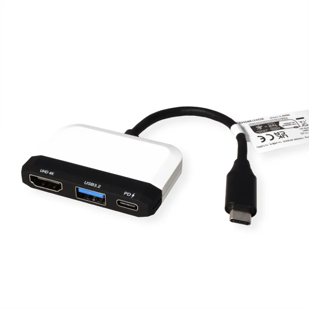 Value Beeldschermadapter USB-C - HDMI & USB 3.2 Gen 1 - Zwart/Wit - afbeelding 3 van 4