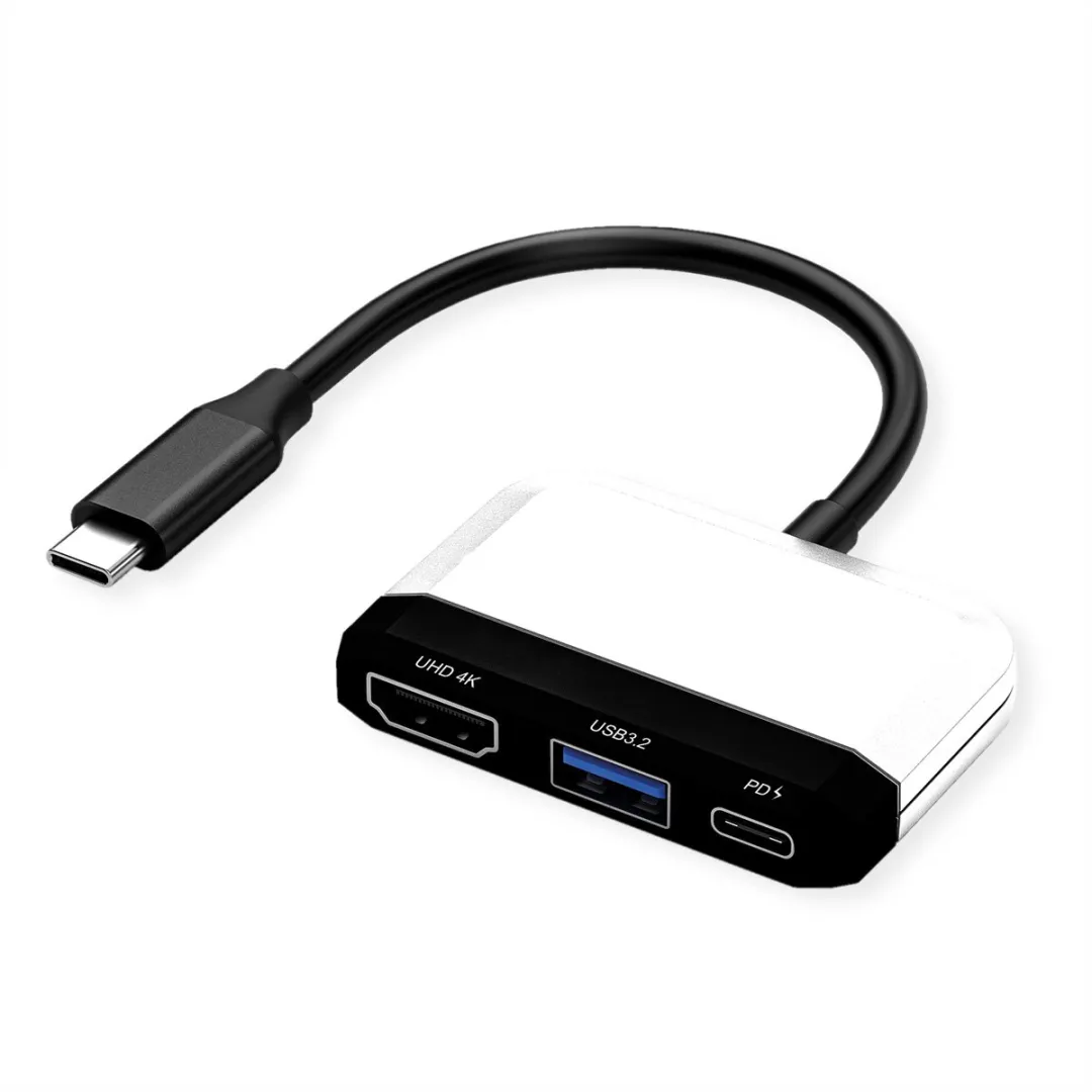 Value Beeldschermadapter USB-C - HDMI & USB 3.2 Gen 1 - Zwart/Wit - afbeelding 2 van 4