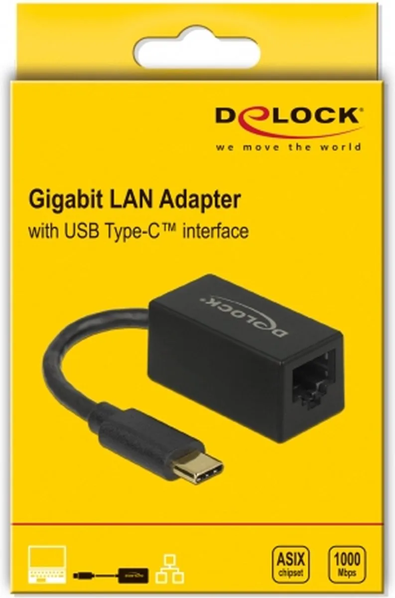 Delock 66043 USB-C naar Gigabit LAN Adapter - Zwart