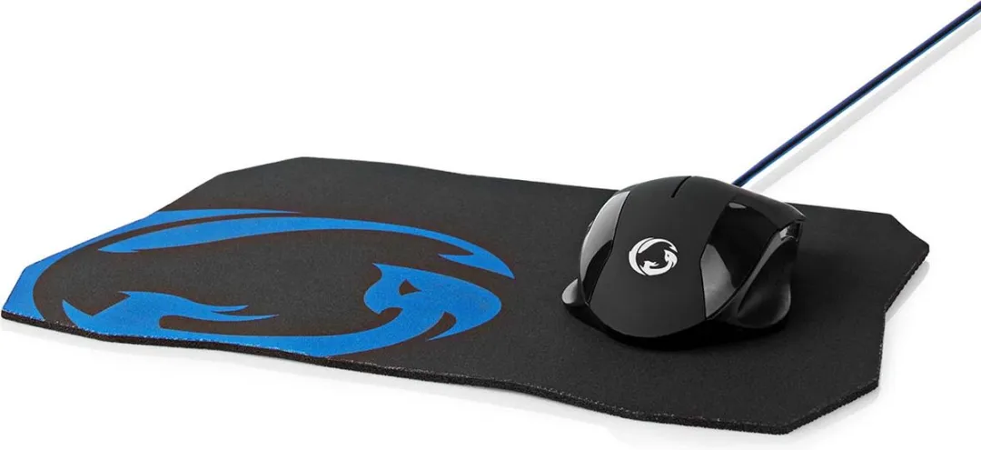 Nedis GMMP110BK Gaming Muis & Muismat Set - Bedraad - 6 Knoppen - Zwart