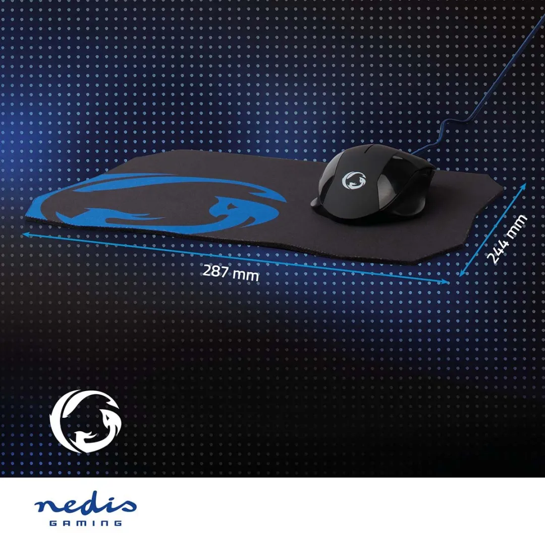 Nedis GMMP110BK Gaming Muis & Muismat Set - Bedraad - 6 Knoppen - Zwart - afbeelding 6 van 6