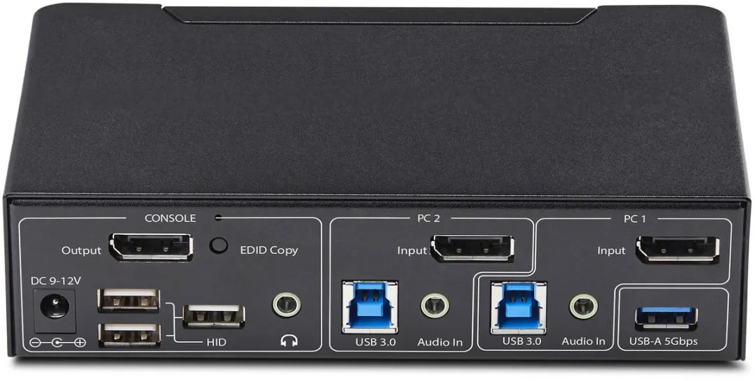 Startech P2AD122-KVM-SWITCH KVM Switch - 2x DisplayPort 4K60Hz - USB 3.0 Hub - Zwart