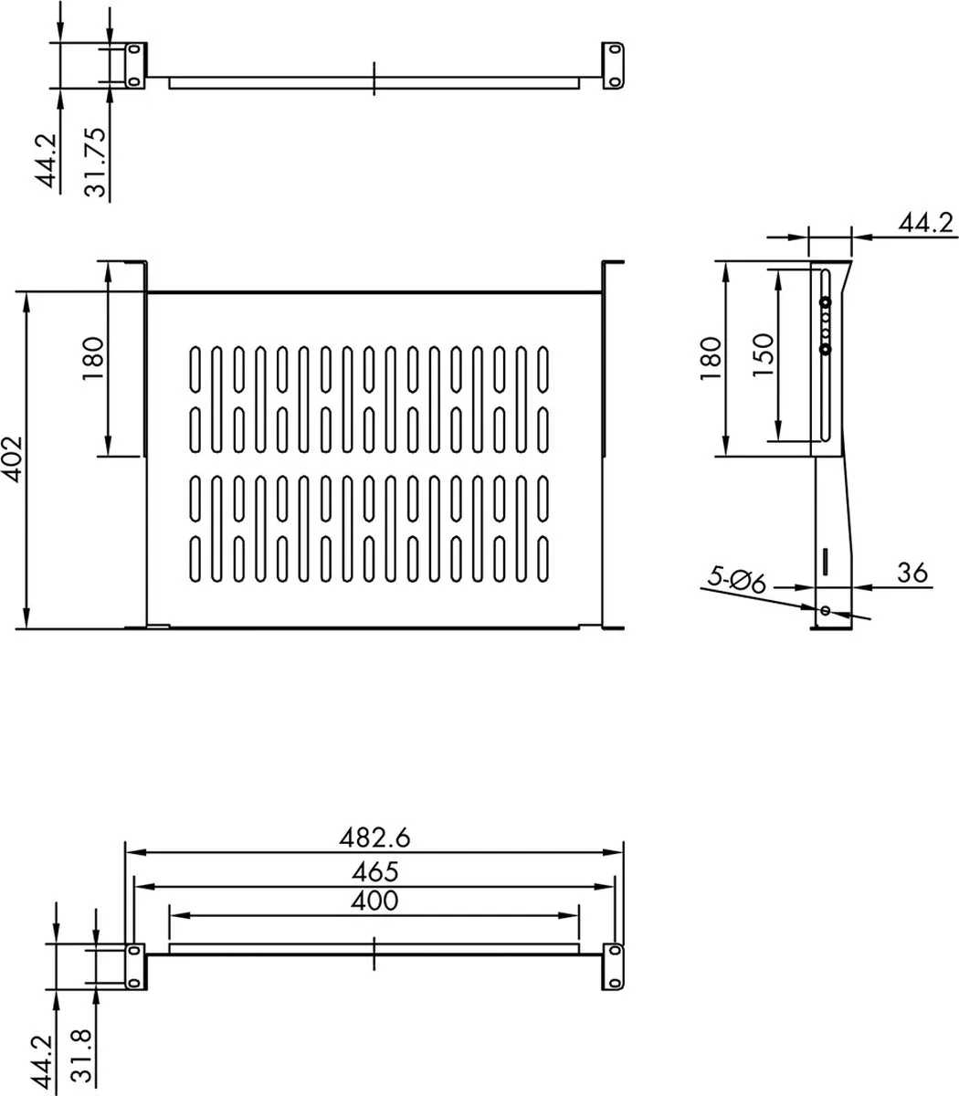 Value 19" Legplank 485x400mm - 25kg Zwart - afbeelding 3 van 6