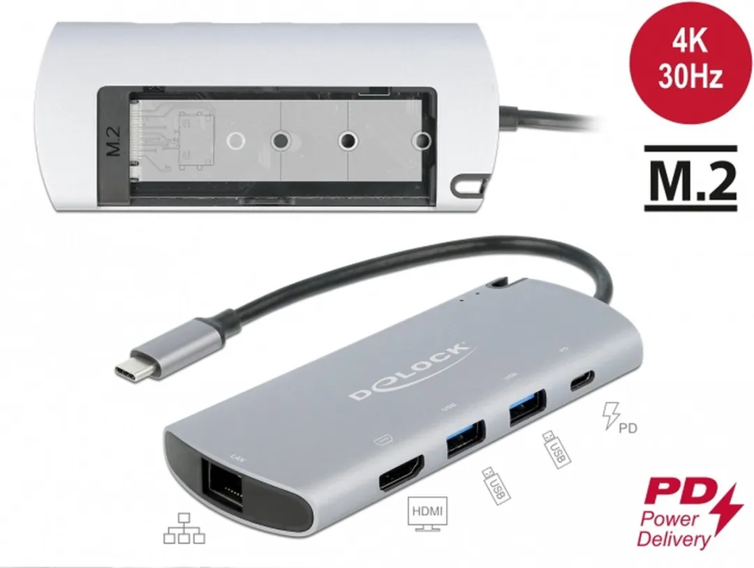Delock 87767 USB-C Docking Station - M.2 Slot - Grijs - afbeelding 6 van 6