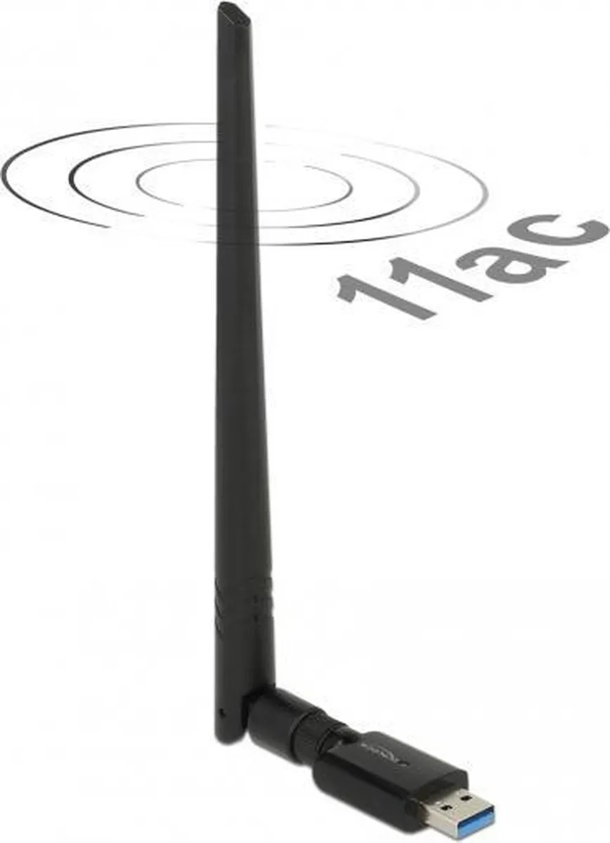 Delock USB-A Wi-Fi Dongle AC1200 - Externe Antenne - Zwart