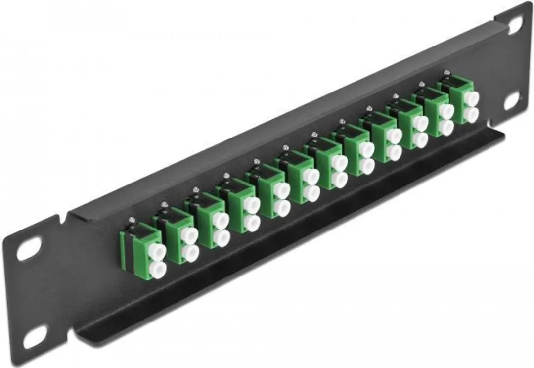 Delock 10" Fiber Optic Patch Panel 12 Port LC Duplex - 66766 - Zwart/ Groen - afbeelding 2 van 2