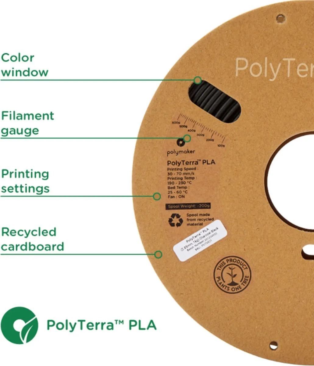 Polymaker PolyTerra PLA Filament 1.75mm 1kg - Lava Red