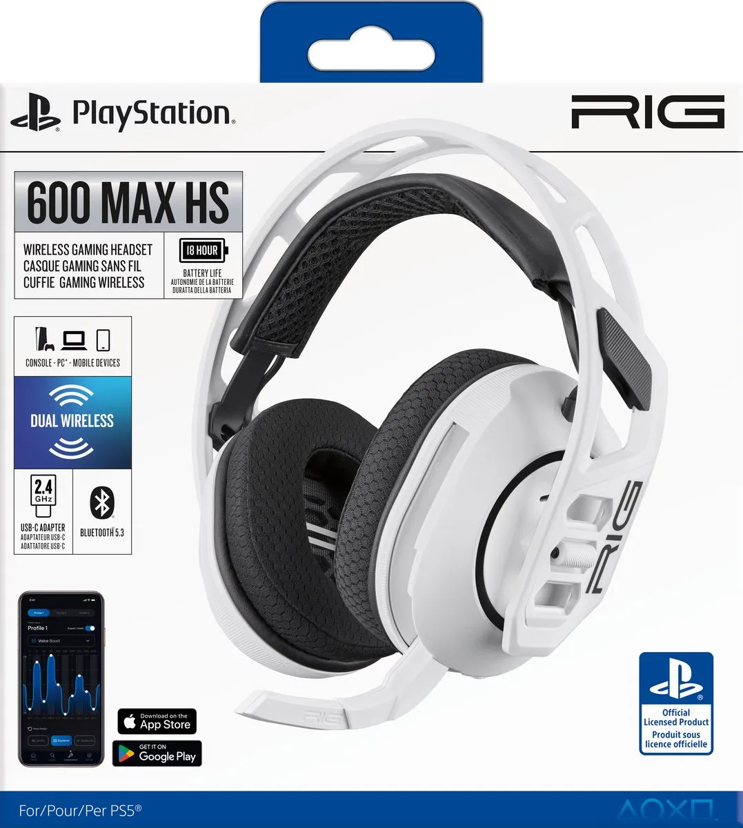 Nacon RIG 600MAXHSW Draadloze Gaming Headset - Wit - afbeelding 6 van 6
