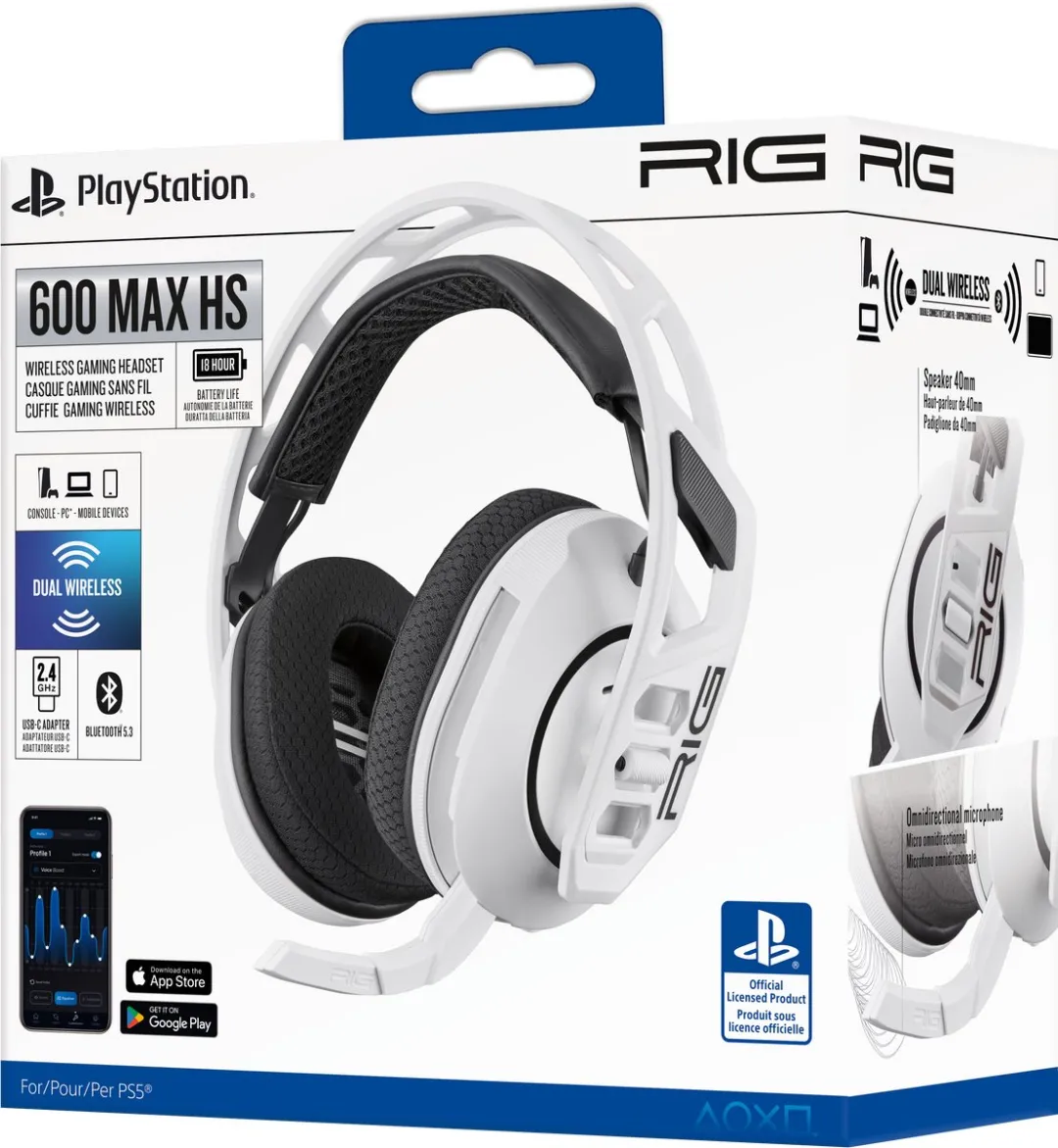 Nacon RIG 600MAXHSW Draadloze Gaming Headset - Wit