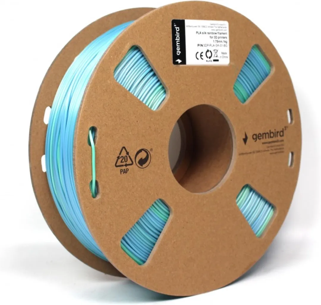 Gembird PLA Silk Rainbow 3D Printerfilament 1.75mm - Blauw/Groen