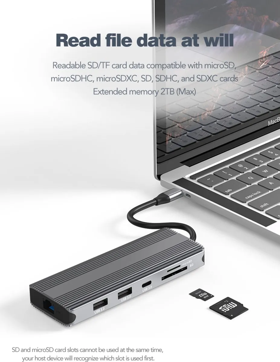 NÖRDIC DOCK-198 USB-C Dockingstation - 8K/30Hz & 4K/60Hz - Grijs