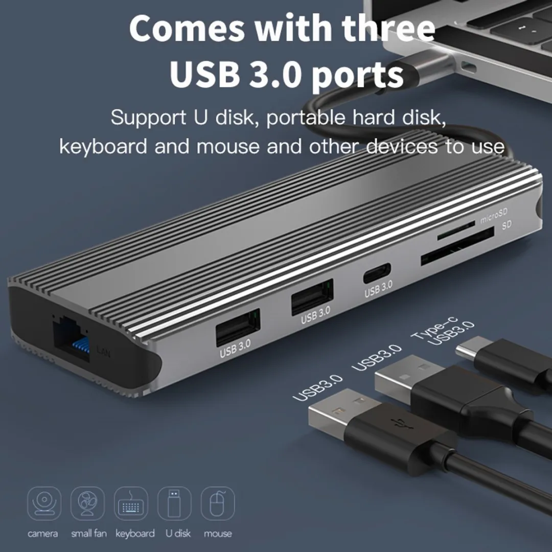NÖRDIC DOCK-198 USB-C Dockingstation - 8K/30Hz & 4K/60Hz - Grijs